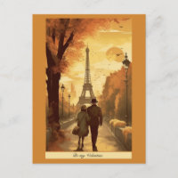 Cartes de vœux de voyage romantique à Paris vintag
