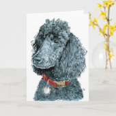 Cartes de voeux de Whitney Black Poodle (Fleur jaune)