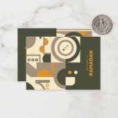 Cartes de vœux Eid géométriques de ton de terre ré (Devant/Arrière en situation)