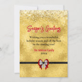 Cartes de vœux élégantes avec nœud rouge doré pour (Devant)