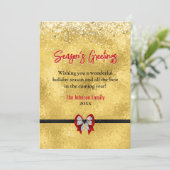 Cartes de vœux élégantes avec nœud rouge doré pour (Debout devant)