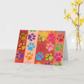 Cartes de voeux Empreintes de pattes (Fleur jaune)