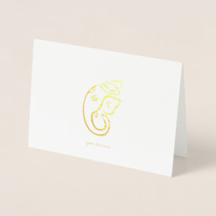 Cartes de voeux Etched Gold Foil Ganesha