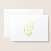 Cartes de voeux Etched Gold Foil Ganesha (Devant avec enveloppe)
