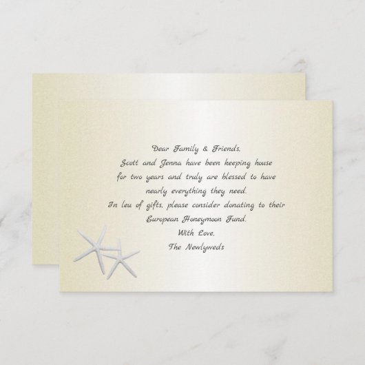 Cartes de voeux étoile de mer Or Champagne (Devant / Derrière)