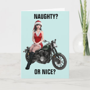 CARTES DE VŒUX FILLE MOTOCYCLISTE DE NOËL