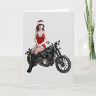CARTES DE VOEUX FILLE MOTOCYCLISTE NOËL