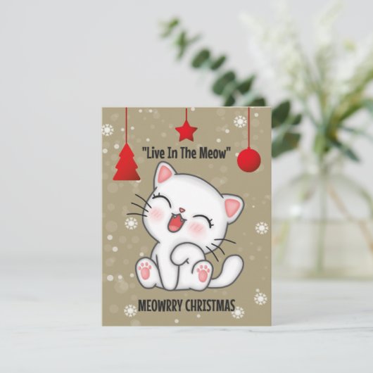 Cartes de voeux "FUNNY CAT MEOWRRY CHRISTMAS" (Debout devant)