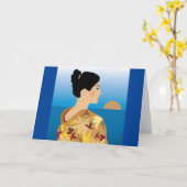 Cartes de voeux Geisha Girl (Fleur jaune)