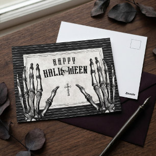 Cartes de vœux Halloween squelette gothique vintag
