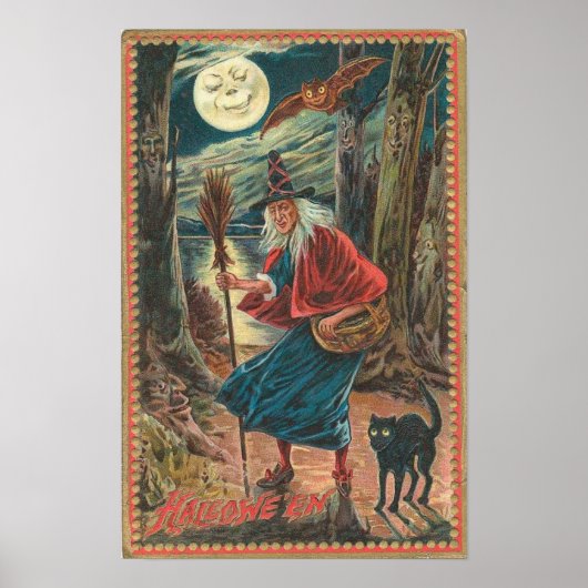 Cartes de voeux Halloween vintage Affiches classiq (Devant)