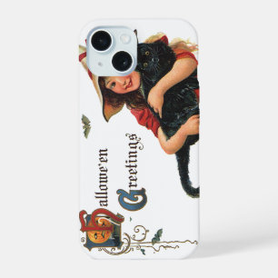 Cartes de vœux Halloween vintage, enfant sorcière