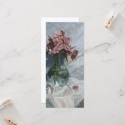 Cartes de vœux Hortensias dans le verre de mer (Devant/Arrière en situation)