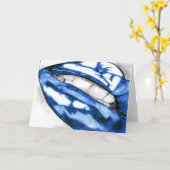 Cartes de voeux Hot Lips (bleu) (Fleur jaune)