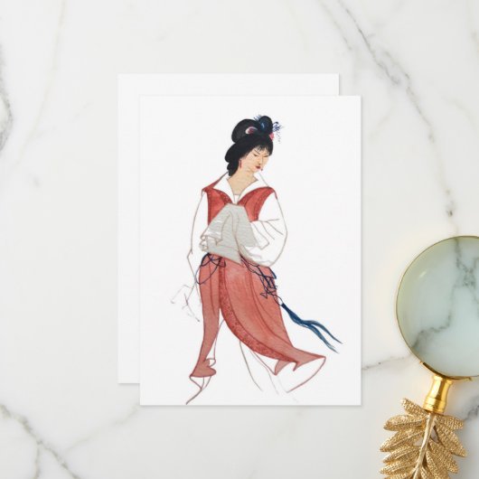 Cartes de voeux Japonaises Geisha (Devant/Arrière en situation)