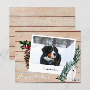 Cartes de vœux Joyeuses Fêtes Bois, Chien & Photo