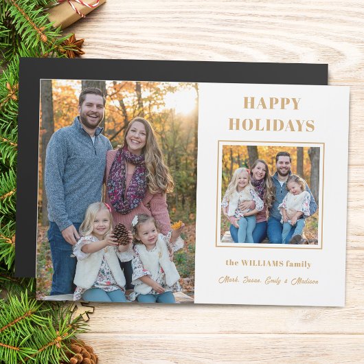 Cartes de vœux Joyeuses Fêtes Or Moderne à Deux Ph