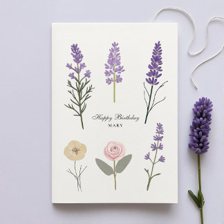 Cartes de voeux Lavender pour message personnalisé