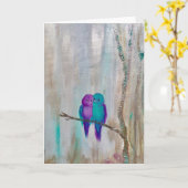 Cartes de voeux Lovebirds (Fleur jaune)