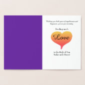 Cartes de voeux Mariage violet Sunset Hearts (Intérieur)