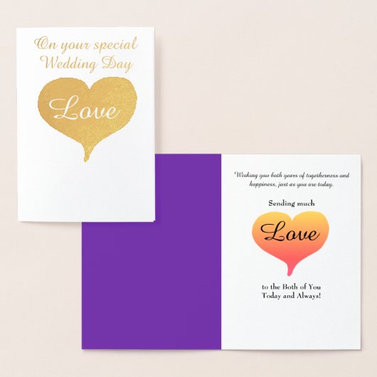 Cartes de voeux Mariage violet Sunset Hearts (Affichage)