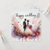 Cartes de voeux Mariages joyeuses (Devant/Arrière en situation)