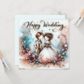 Cartes de voeux Mariages joyeuses (Devant/Arrière en situation)