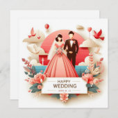 Cartes de voeux Mariages joyeuses (Devant / Derrière)