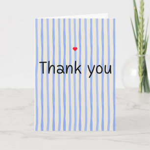 Cartes de vœux "Merci" rayées bleu et blanc