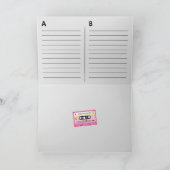 Cartes de vœux mixtes en cassette rose Old Skool (Intérieur)