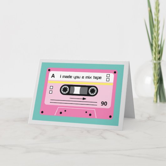 Cartes de vœux mixtes en cassette rose Old Skool (Devant)