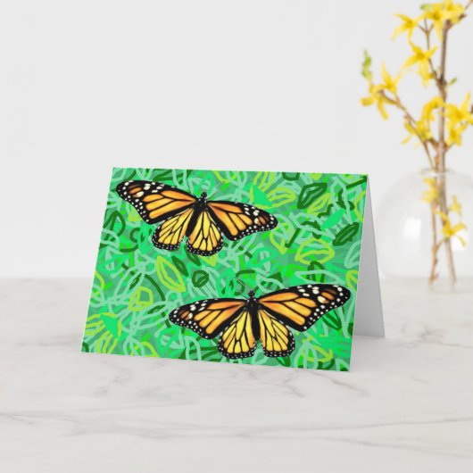 Cartes de voeux Monarques/Feuilles Abstraits (Fleur jaune)