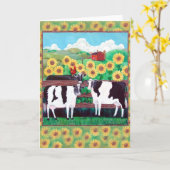 Cartes de voeux Moooooo Cows (Fleur jaune)