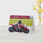 Cartes de voeux moto de course (Fleur jaune)