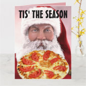 CARTES DE VŒUX NOËL PÈRE NOËL PIZZA GRANDES (Fleur jaune)