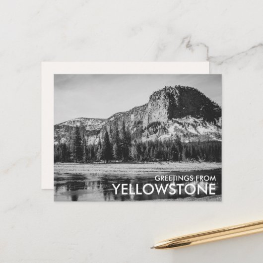 Cartes de vœux noir et blanc de Yellowstone (Devant/Arrière en situation)