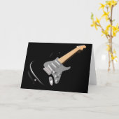 Cartes de voeux noires de guitare électrique (Fleur jaune)