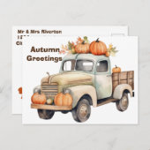 Cartes de vœux personnalisées d'automne, camionnet (Devant / Derrière)