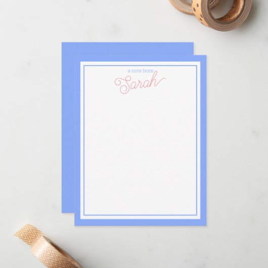 Cartes de vœux Pervenche et Rose pâle (Devant/Arrière en situation)