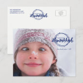 Cartes de vœux photo de couronne de Hanouka à bull (Devant / Derrière)