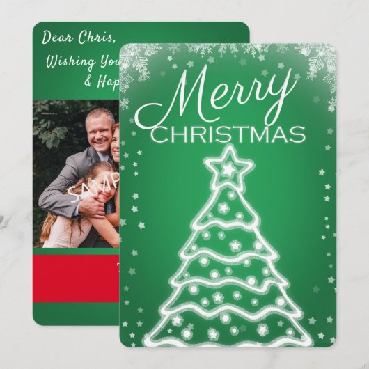 Cartes de voeux photo de l'arbre de Noël blanc (Devant / Derrière)