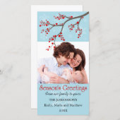 Cartes de vœux photo Fêtes d'hiver Baies et flocon (Devant / Derrière)