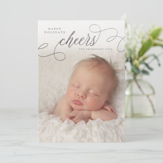 Cartes de voeux photo pour les applets en argent s (Debout devant)