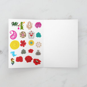 Cartes de vœux pliées Art du dragon floral