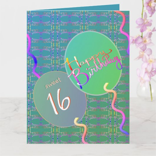 Cartes de vœux pliées avec ballons pour Sweet 16 (Orchidée)