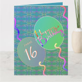 Cartes de vœux pliées avec ballons pour Sweet 16 (Devant)
