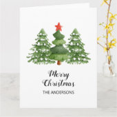 Cartes de vœux pliées avec des arbres de Noël pers (Fleur jaune)