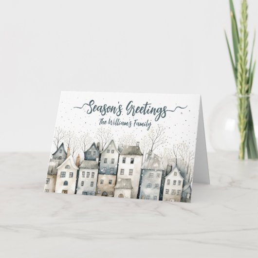 Cartes de vœux pliées Maisons nordiques (Devant)