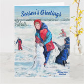 Cartes de vœux pliées pour enfants de neige (Fleur jaune)