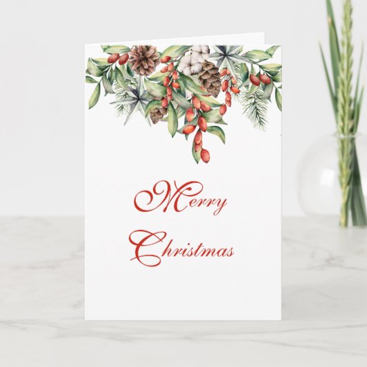 Cartes de voeux pliées pour le feuillage de Noël e (Devant)